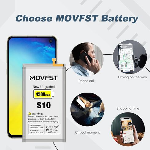 Replacement Battery for Samsung Galaxy S10,4500mAh High Capacity Battery Fit for Samsung Galaxy S10 Model SM-G973F/U/W/X/N/U1, SM-G9730, SCV41, SM-G973C with Repair Tool Kits,EB-BG973ABU in Kuwait