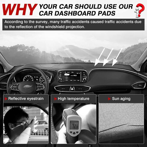 Autorder Dashboard Cover Mat for 2020-2024 Hyundai Palisade Accessories Dash Cover Mat Flannel Sunshade Glare UV Rays Protector (with Hud) in Saudi Arabia