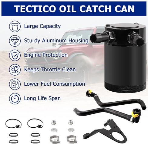 مجموعة علب صيد TECTICO متوافقة مع Bronco 2021 2022 2023، مجموعة خزان التقاط الزيت بمنفذين in Kuwait