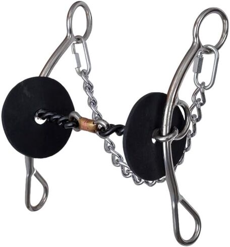 Reinsman Josey Mitchell 3-Piece Short Lifter Bit for Horse and Large Horse - Copper Dogbone - 5 1/2" Mouth - Stage C 0119-7000 Silver/Black in Saudi Arabia