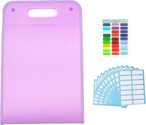 1 Pack Portable A4 Size 13 Pockets Solid Color Vertical Expanding File Folder Accordion File Organizer with Double Snap Button,1sheet 27 Colors Index Stickers and 168pcs White Writable Labels (Green) in Kuwait