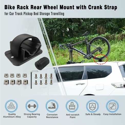 Bike Car Rear Wheel Rack Mount, Bicycle Rooftop Carrier Quick Release Bracket Set for Bicycle Truck Bed/Storage in Kuwait
