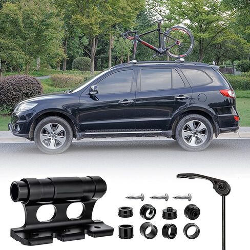 Bike Fork Mount, Aluminum Alloy Bicycle Quick Release Fork Mount Block, Bicycle Front Fork Fixed Clip, Car Roof Rack Support Bike Stand Holder with Adapters (Black) in Kuwait