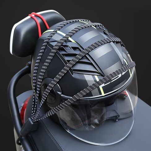 حبل مرن للدراجة، قطعتان من حزام الدراجة المطاطي، حزام أمتعة قابل للتعديل مع خطافات، حزام خوذة مرن أسود لأحمال التخييم على الدراجات المنزلية in Kuwait