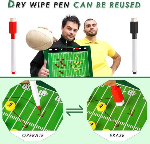 لوحة تدريب كرة القدم المغناطيسية للمسح الجاف من Keweis، لوحة بيضاء لتدريب كرة القدم على الوجهين، لوحة بيضاء للمسح الجاف مع 24 مغناطيسًا وأقلام تحديد، معدات تدريب كرة القدم، هدية للمدرب in Kuwait