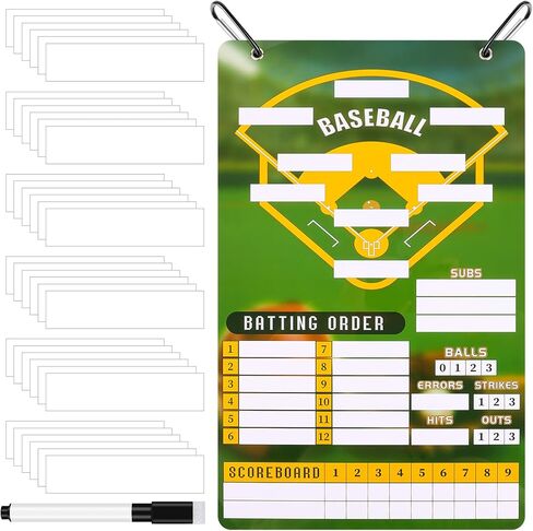 لوحة تشكيلة البيسبول المغناطيسية - مجموعة لوحة مخبأة معدنية مغناطيسية مع 58 بطاقة تشكيلة وقلم معلق لوحة مغناطيسية لعلامات التدريب لعبة البيسبول البيسبول in Kuwait
