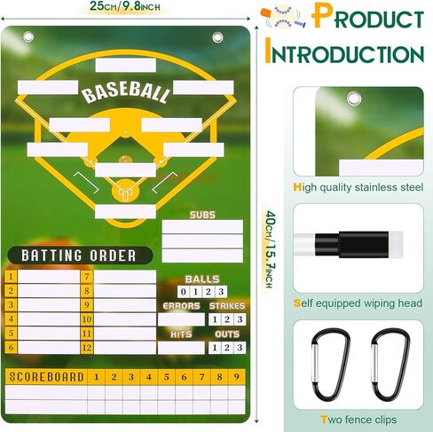 لوحة تشكيلة البيسبول المغناطيسية - مجموعة لوحة مخبأة معدنية مغناطيسية مع 58 بطاقة تشكيلة وقلم معلق لوحة مغناطيسية لعلامات التدريب لعبة البيسبول البيسبول in Kuwait