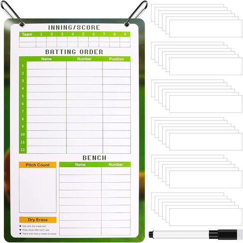 لوحة تشكيلة البيسبول المغناطيسية - مجموعة لوحة مخبأة معدنية مغناطيسية مع 58 بطاقة تشكيلة وقلم معلق لوحة مغناطيسية لعلامات التدريب لعبة البيسبول البيسبول in Kuwait