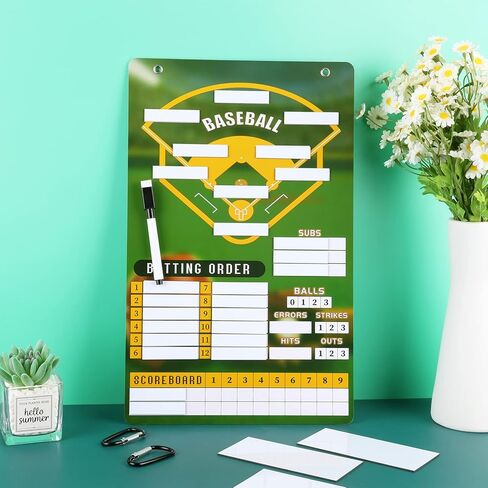 لوحة تشكيلة البيسبول المغناطيسية - مجموعة لوحة مخبأة معدنية مغناطيسية مع 58 بطاقة تشكيلة وقلم معلق لوحة مغناطيسية لعلامات التدريب لعبة البيسبول البيسبول in Kuwait