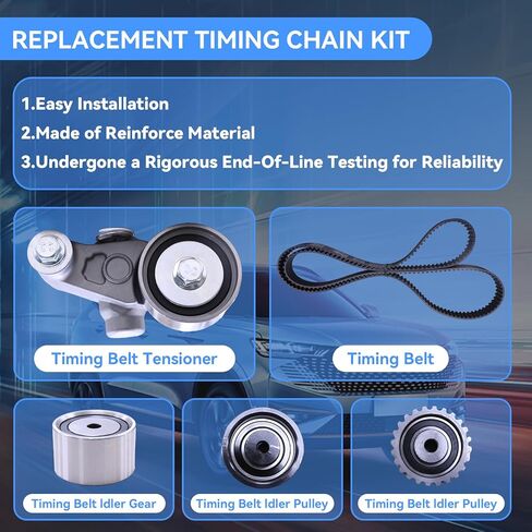 طقم حزام توقيت المحرك TCK304، متوافق مع 2006-2012 سوبارو امبريزا ليجاسي أوت باك فورستر 2.5 لتر SOHC H4 16 فولت، مجموعة مكونات حزام التوقيت، يحل محل TCKWP304A in Kuwait