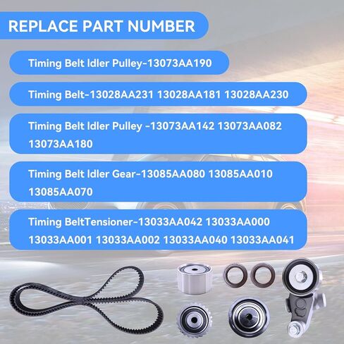 طقم حزام توقيت المحرك TCK304، متوافق مع 2006-2012 سوبارو امبريزا ليجاسي أوت باك فورستر 2.5 لتر SOHC H4 16 فولت، مجموعة مكونات حزام التوقيت، يحل محل TCKWP304A in Kuwait