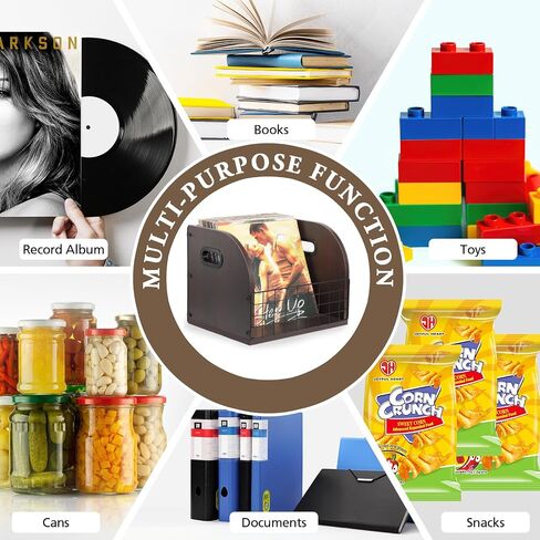 تخزين سجل الفينيل Vensp، حامل سجل الفينيل الخشبي والمعدني، صندوق صندوق سجل الفينيل LP، منظم سجل الفينيل المكتبي، سهل التجميع، تخزين سجل لملف الألبوم بمقبض in Saudi Arabia