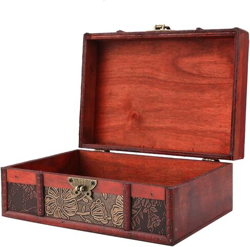 Wooden Box, Wooden Storage Box,Mens Jewelry Box, Wooden Boxes For Storage, Cigar Box, Keepsake Box, Wooden Jewelry Box Organizer For Documents Chinese Design With Hinged Lid in Kuwait