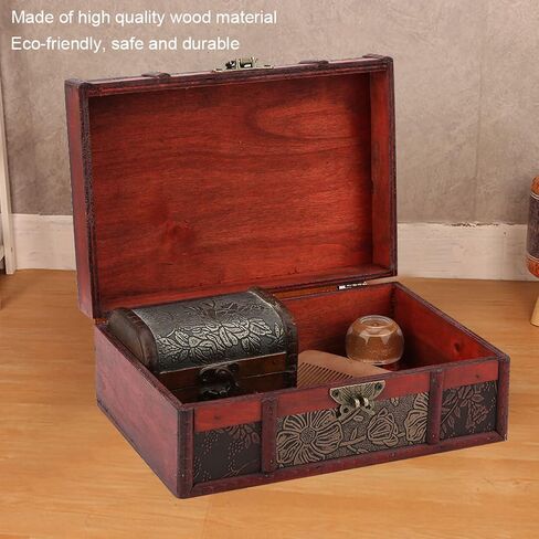 Wooden Box, Wooden Storage Box,Mens Jewelry Box, Wooden Boxes For Storage, Cigar Box, Keepsake Box, Wooden Jewelry Box Organizer For Documents Chinese Design With Hinged Lid in Kuwait