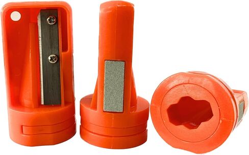 3 عبوات من مبراة أقلام نجار لملحقات حزام الأدوات - مبراة أقلام البناء اليدوية شديدة التحمل للنجارة وأعمال النجارة - بلاستيك وفولاذ متين، حجر حفظ - برتقالي عالي الوضوح in Kuwait