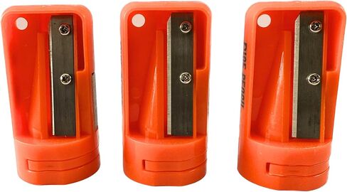 3 عبوات من مبراة أقلام نجار لملحقات حزام الأدوات - مبراة أقلام البناء اليدوية شديدة التحمل للنجارة وأعمال النجارة - بلاستيك وفولاذ متين، حجر حفظ - برتقالي عالي الوضوح in Kuwait