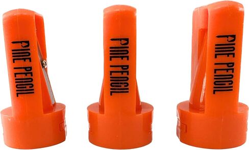 3 عبوات من مبراة أقلام نجار لملحقات حزام الأدوات - مبراة أقلام البناء اليدوية شديدة التحمل للنجارة وأعمال النجارة - بلاستيك وفولاذ متين، حجر حفظ - برتقالي عالي الوضوح in Kuwait