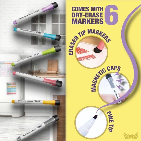 Magnetic Calendar for Fridge Set of 3 17"x13" Fridge Calendar Dry Erase, Weekly Planner Magnetic Fridge to-do List Family Calendar | Includes 6 Dry Erase Pens by Mommy Marvel in Saudi Arabia