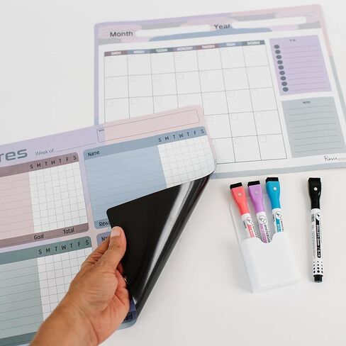 Chore Chart | Dry Erase Chores Chart for Kids and Adults with Magnetic Fridge Calendar | Up to 4 Names on Chore Chart for Kids Multiple Kids | Calendar has Room for Lists and Magnetic Marker Holder in Saudi Arabia