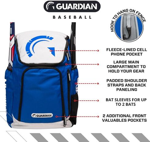 حقائب البيسبول Guardian Titan للأولاد الشباب - حقيبة بيسبول للأطفال - حقيبة مضرب شبابية متينة - تحمل مضاربين - تتضمن خطافًا للتعليق على السياج in Saudi Arabia