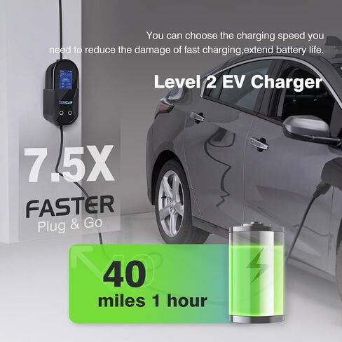 شاحن EV المستوى 1 16A NEMA 5-15 25FT محطة شحن السيارة الكهربائية المحمولة EVSE D (SAE J1722، أمبير قابل للتعديل، تأخير الوقت) in Saudi Arabia