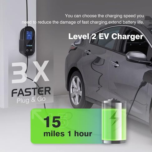 شاحن EV المستوى 1 16A NEMA 5-15 25FT محطة شحن السيارة الكهربائية المحمولة EVSE D (SAE J1722، أمبير قابل للتعديل، تأخير الوقت) in Kuwait