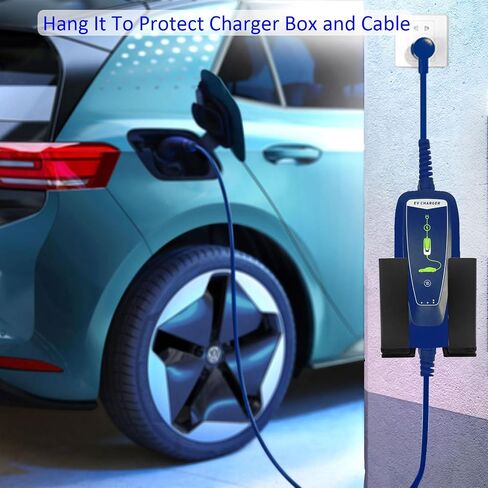 حامل شاحن EV - حامل صندوق شحن معدني متين EV قابل للتعديل لأحجام مختلفة لوحدة تحكم شاحن الهاتف المحمول EV، دعامة تثبيت على الحائط باللون الأسود تناسب الحجم الأقصى 4.29 × 2.6 بوصة (حامل وحدة التحكم) in Kuwait