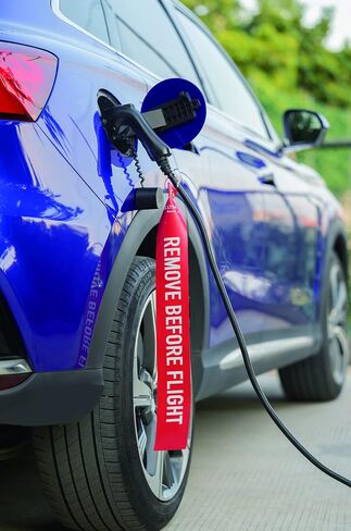 علامة شاحن EV لمسدس شحن Tesla وجميع السيارات الكهربائية (J1772) ومحول [نفس الملحقات مثل الطائرة] [إزالة قبل الطيران] (FLITGHT، أحمر) in Saudi Arabia