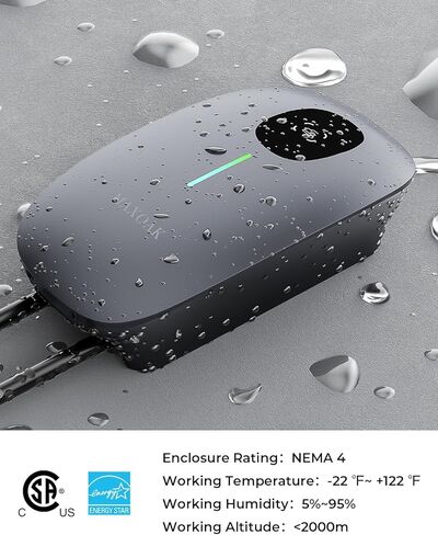 MAXOAK Electric Vehicle Charger - Adjustable 16A to 50A Output Current, Level 2, 240V, Hardwired, CSA Certified & NEMA Type 4, Smart APP Control, Compatible with All EV Brands in Kuwait