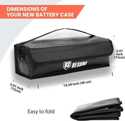 Besudo E-Bike Battery Bag - Protective bag for E Bike Battery - Safety bag for storage, transportation, and charging of the Ebike battery - E Bike accessory for E bike batteries-B-L-US in Saudi Arabia