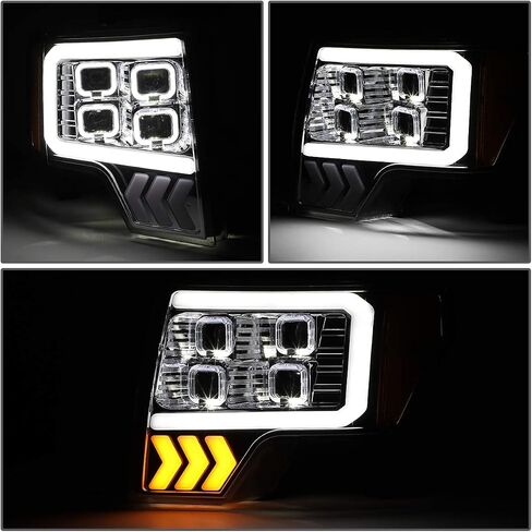 DNA MOTORING HL-OH-F1509-CH-AM استبدال المصابيح الأمامية الكروم العنبر متوافق مع 09-14 F-150 in Kuwait