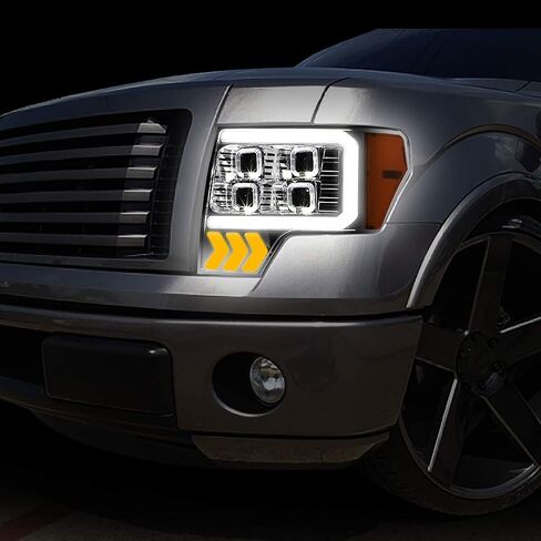 DNA MOTORING HL-OH-F1509-CH-AM استبدال المصابيح الأمامية الكروم العنبر متوافق مع 09-14 F-150 in Kuwait