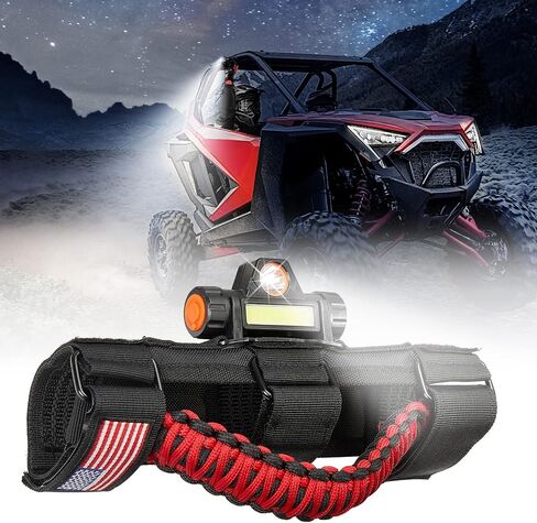 kemimoto UTV Roll Bar Grab Handle with Dome Light, Fits 1.75-2 inch Roll Bar Compatible with Polaris Slingshot RZR Ranger Can Am X3 Kawasaki Pioneer Talon Wildcat, 1 Pack Paracord Handle Grip Red in Saudi Arabia