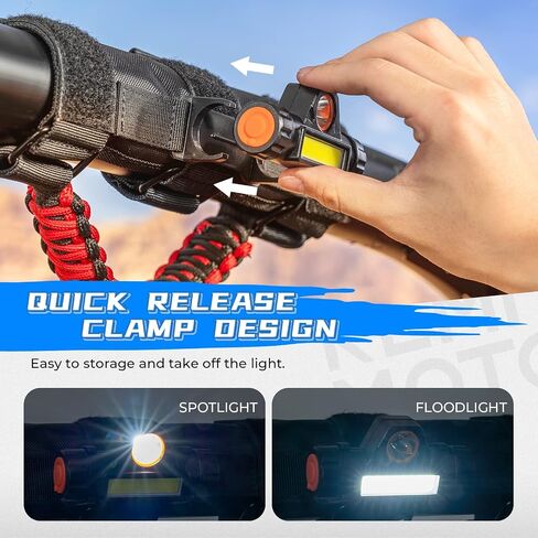 kemimoto UTV Roll Bar Grab Handle with Dome Light, Fits 1.75-2 inch Roll Bar Compatible with Polaris Slingshot RZR Ranger Can Am X3 Kawasaki Pioneer Talon Wildcat, 1 Pack Paracord Handle Grip Red in Saudi Arabia