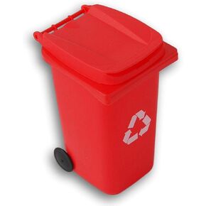 Mini Curbside Recycle Can Pencil Cup Holder - 5.5 Inches Tall (Red)