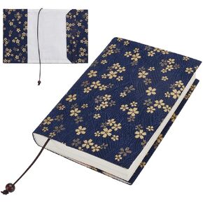 INFUNLY A5 Size Book Cover Canvas Book Sleeve Protector for 5.5x8.2 Book Sakura Pattern Fabric Dust Jackets Book Covers for Paperbacks Hardcover Notebook Journal Textbooks