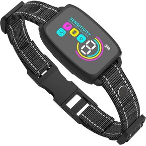 Rechargeable Smart Dog Bark Collar – Anti-Barking Training Collar with 5 Adjustable Sensitivity Levels, Beep & Vibration Features for Large, Medium, and Small Dogs (Black)