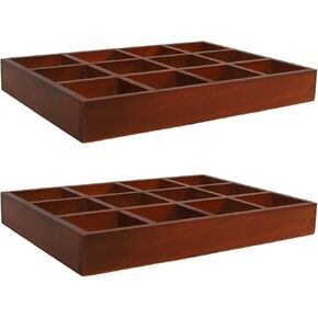 NSMYKHG WOODEN DRIVERERIZER ، 2 حزمة 12 صينية فرز الشبكة للفنون والحرف ، قرطاسية ، عناصر صغيرة ، بني داكن ، صينية مقسمة ، المنظمات المنزلية والوازم الحرفي (13.2x9.2x1.5 بوصة)