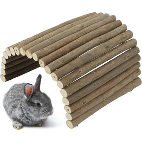 Tnfeeon Wooden Hamster Bridge,Shrub Rodents Chewing Climbing Tunnel Small Animal Bendy Bridge Ramp Hut Hideout for Guinea Pigs Hedgehogs Chinchillas and Other Rodents