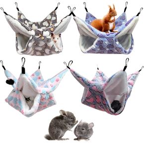 4pcs Rat Guinea Pig Hanging Hammock Ferret Hanging Bed Pet Cage Hammock Accessories for Small Animals Chinchilla Parrot Sugar Glider Ferret