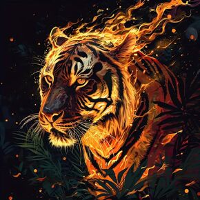 Momdedp Tiger Diamond Art Kits للبالغين ، فاير Tiger Round Full Drill Diamond Painting Kits لمجموعات الطلاء الفنية للمبتدئين ، DIY 5D Diamond Dots مع فنون الماس والحرف 12x12inch in Kuwait