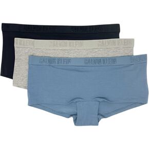 طقم شورت نسائي من القطن أحادي اللون من Calvin Klein مكون من 3 قطع (الولايات المتحدة، ألفا، متوسط، عادي، عادي، أسود (qp2873-909)/P)