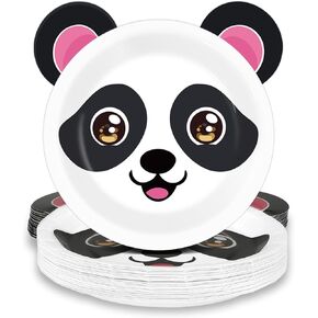48pcs Panda Birthdy Party Party Supplies Panda Paper Paper Plates يمكن التخلص منها Panda Dessert Dession Panda Decorations Panda Tableware Decor
