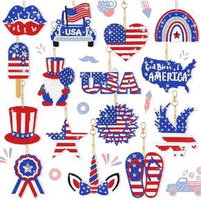 ESTUNE 15 PCS HISTORY HISTRY MANTER Diamond Painting keychains Kit Juneteenth DIY Diamond Keychain 1865 Freedom Day 5D Diamond Art Decoration for African American Independence Holdy Garty