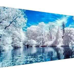 BOHADIY 5D Lake Diamond Painting, Diamond Painting Winter Tree Kits for Adults，DIY Full Drill Crystal Rhinestone Arts and Crafts, Gem Art Paints with Diamond Home Wall Decor 27.5 X 15.7inch