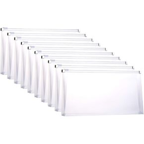 Plastic Envelopes with Zipper, 5 x 10 Clear Poly Envelope Folder for Money Receipts Coupons Bills, 10 Packs