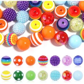 50 Pcs 20mm Chunky Bubblegum Beads, Beads for Pens Focal Beads Bracelet Beads Beadable Pens Beads Beads for DIY Pen Bracelets Necklaces Earings Keychains Jewelry Making, Mermaid's Tears