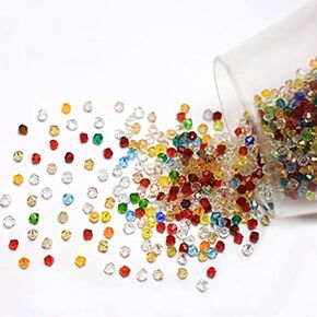 Dahi 600pcs 8mm الزجاج الخرز Briolette Crystal Glass حبات رونديل شكل روندل ، خرزات بلورية متنوعة من الخرزات السائبة الملونة للأساور الحرفية DIY ، وصنع المجوهرات القلادة (15Color/8mm)