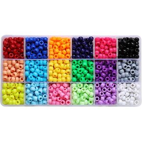 Giant Crayon Bead Box, Pony Beads with Smooth Surface Craft Assortment Colors (6x 9mm/18colors/1800 beads)