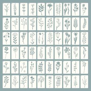 18Pcs Crafting Stencils Reusable, Wildflower Stencils for Painting, Large Flower Stencils for Wood,Walls,Canvas,Home Decor,Plastic Art Drawing Templates,DIY Crafts,Flowers Stencils for Painting